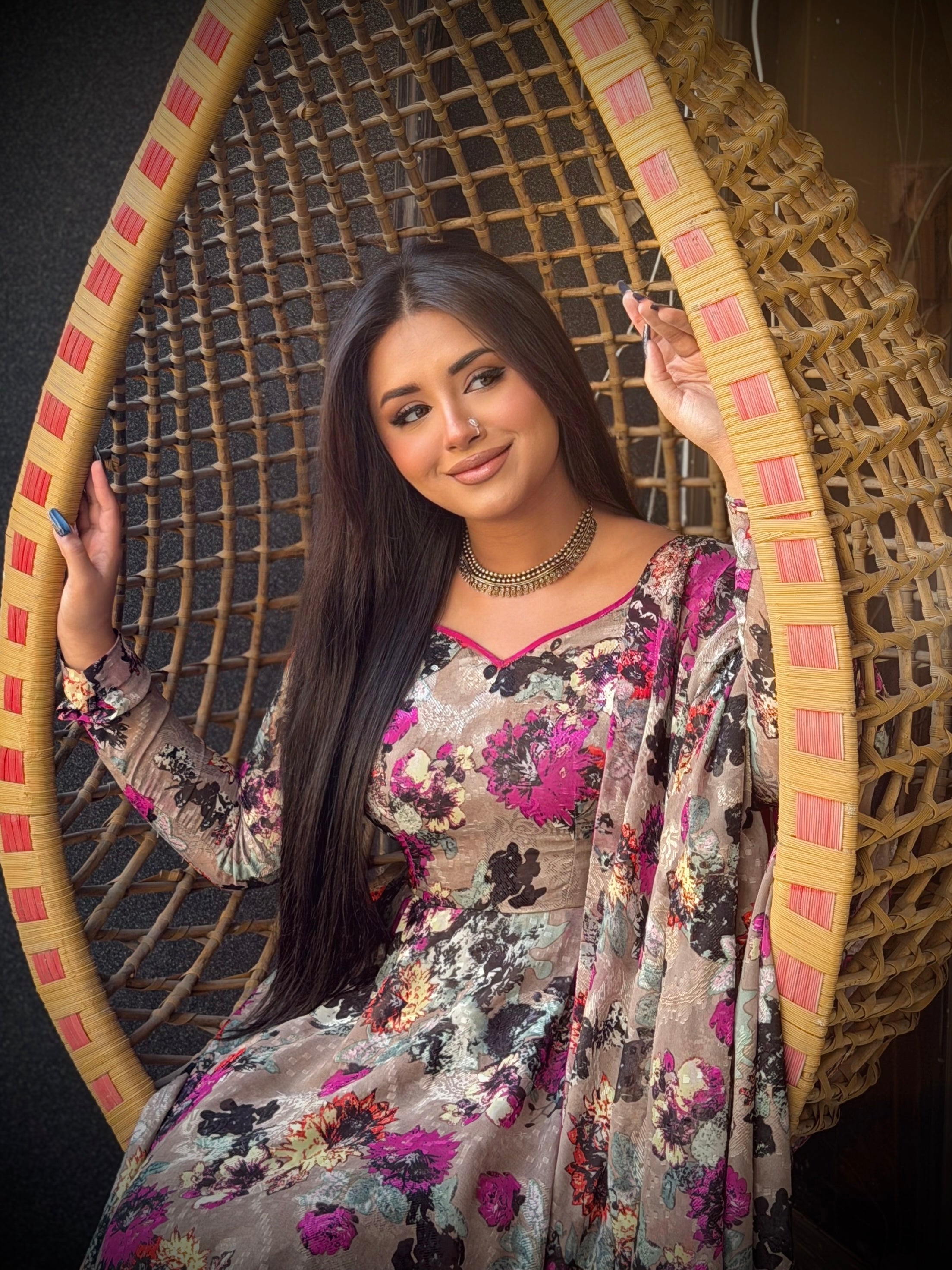 Floral Grace Anarkali Suit – Printed 3 Piece Set