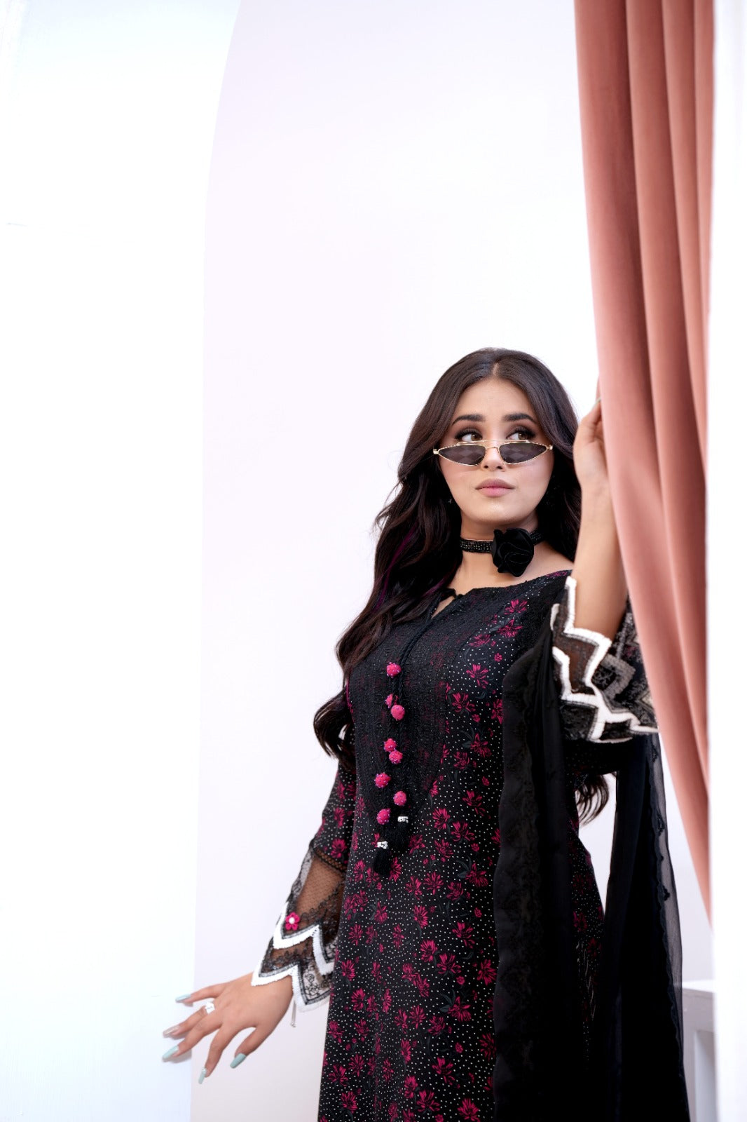 Noir Classic – Embellished Black Designer Dress