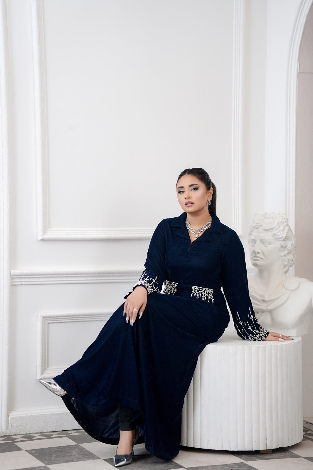 Midnight Royalty – Blue Velvet Premium Dress