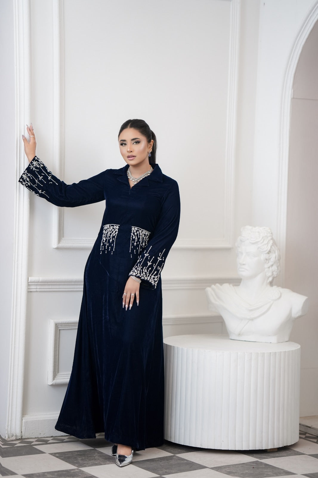 Midnight Royalty – Blue Velvet Premium Dress