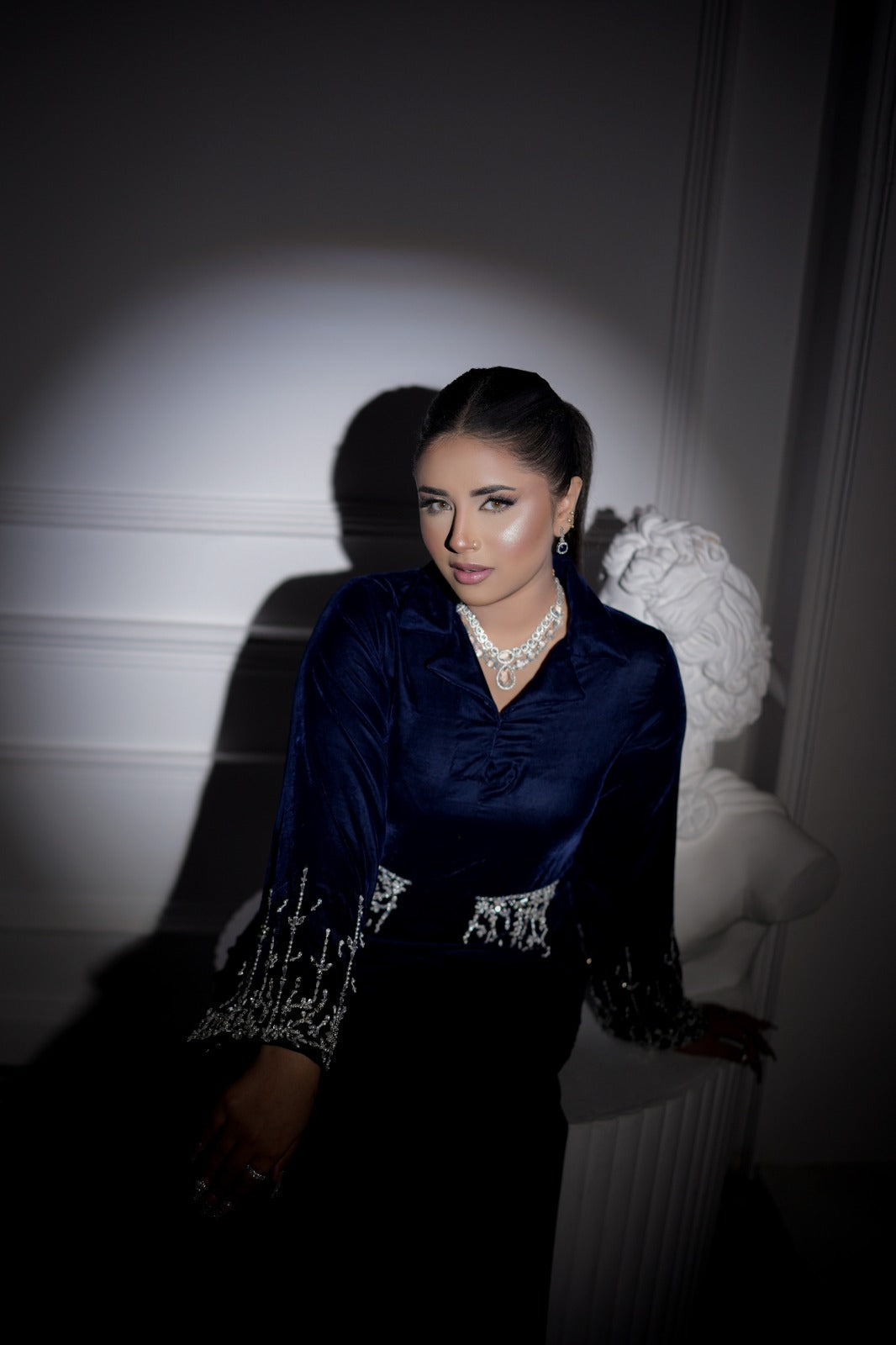 Midnight Royalty – Blue Velvet Premium Dress