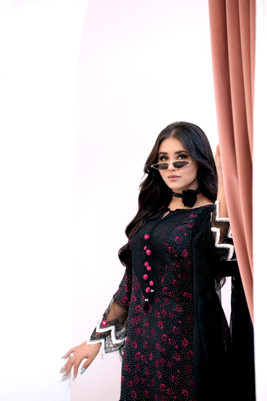 Noir Classic – Embellished Black Designer Dress