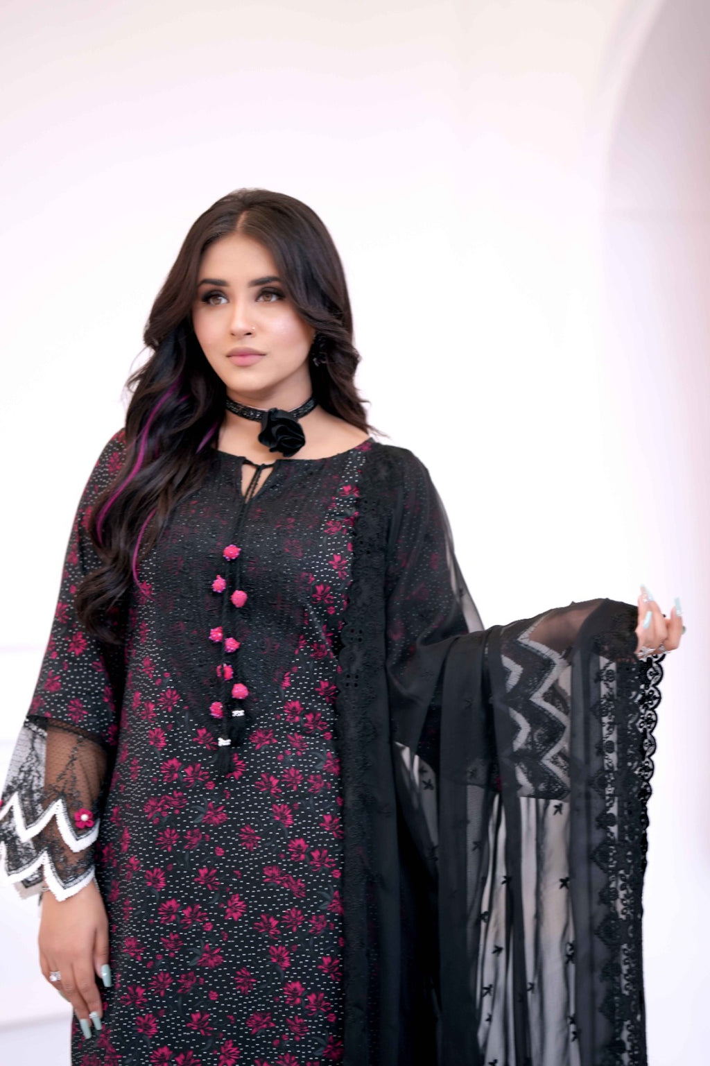 Noir Classic – Embellished Black Designer Dress