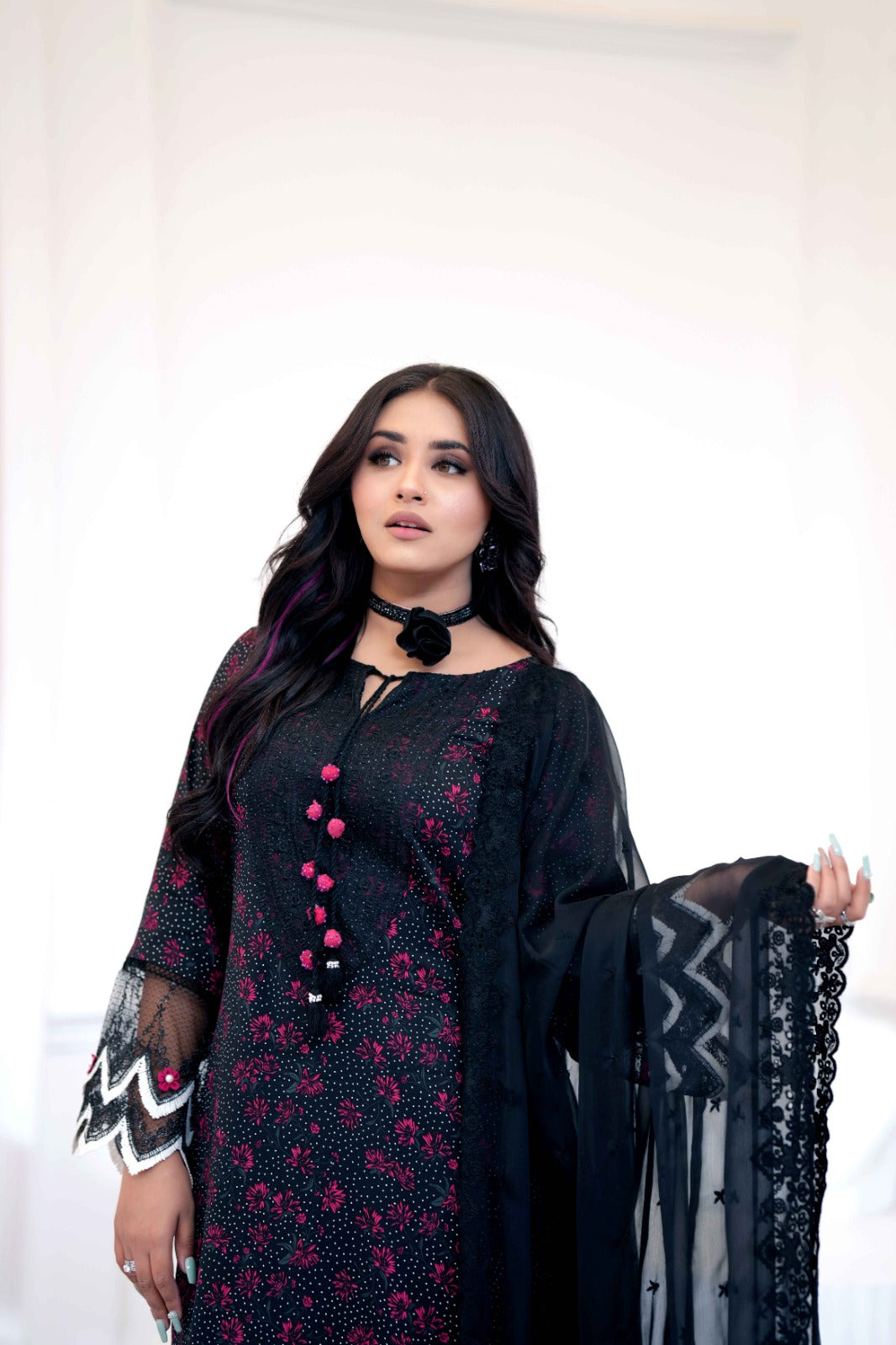 Noir Classic – Embellished Black Designer Dress