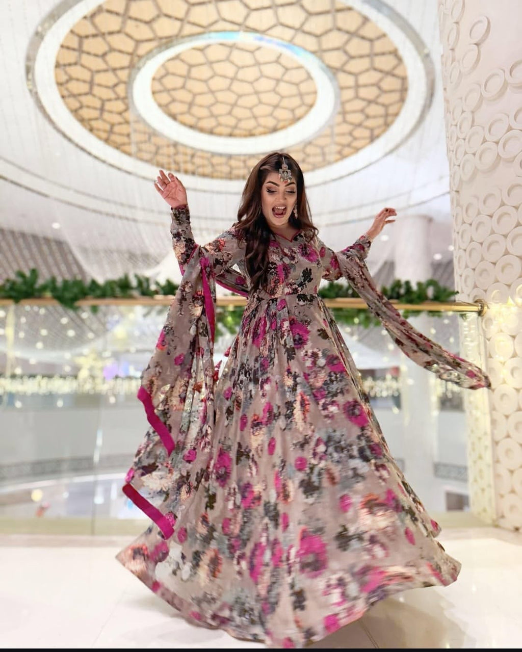 Floral Grace Anarkali Suit – Printed 3 Piece Set